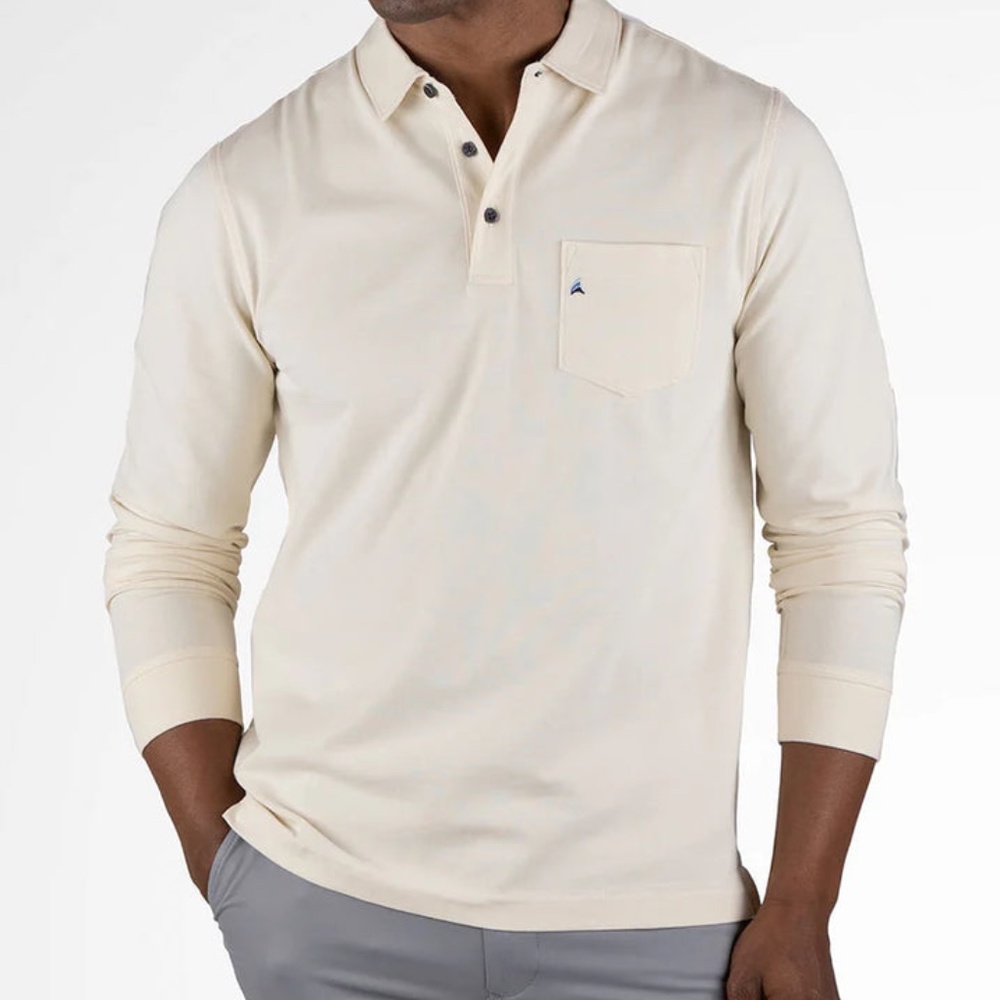 NWT Tailor Vintage Long Sleeve Polo Shirt Natural XXL